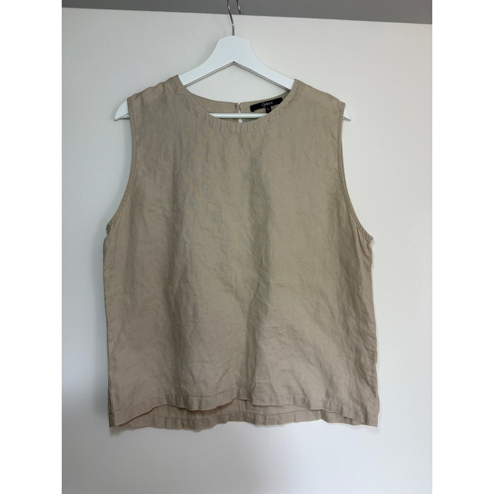 NEW Quince Sleeveless Linen Shell Top Large Beige European Flax Shell Top